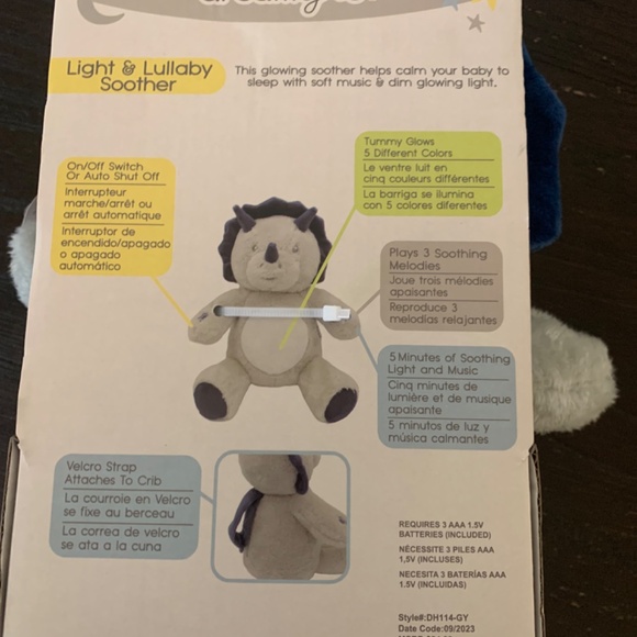 Dream Gro Dino Light and Lullaby Soother With Color Changing Lights Baby Infants - Picture 2 of 4